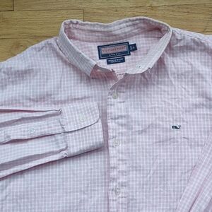 Vineyard Vines Whale Shirt Men’s XL Pink Gingham Button Down Long Sleeve Cotton